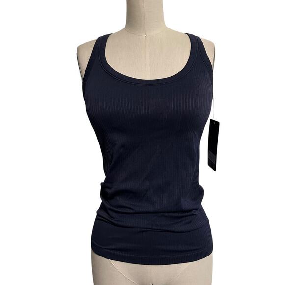NWT 90 Degree Navy Ribbed Racer Back Tank Top Small - Picture 1 of 6